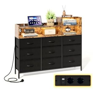 IRONCK Commode de Rangement Moderne avec lumière LED et Station de Charge, 9 tiroirs en Tissu et 3 étagères Ouvertes en Bois, pour Chambre à Coucher, Salon, Couloir, Placard (Marron Noir) - Publicité IRONCK Commode de Rangement Moderne avec lumière LED et Station de Charge, 9 tiroirs en Tissu et 3 étagères Ouvertes en Bois, pour Chambre à Coucher, Salon, Couloir, Placard (Marron Noir) - Publicité