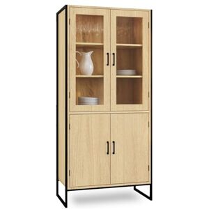 IDMarket Vitrine Buffet Haut H. 176 cm vaisselier Detroit 4 Portes Design Industriel - Publicité IDMarket Vitrine Buffet Haut H. 176 cm vaisselier Detroit 4 Portes Design Industriel - Publicité