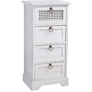 IDIMEX Chiffonnier Irma Petite Commode avec 4 tiroirs, en Bois de Paulownia Blanc Style Shabby Chic Vintage bohême avec déco en rotin - Publicité IDIMEX Chiffonnier Irma Petite Commode avec 4 tiroirs, en Bois de Paulownia Blanc Style Shabby Chic Vintage bohême avec déco en rotin - Publicité