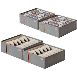 TwistedGrove Lot de 4 organiseurs de tiroirs, lavables, pliables, pour sous-vêtements, chaussettes, chemises - Publicité TwistedGrove Lot de 4 organiseurs de tiroirs, lavables, pliables, pour sous-vêtements, chaussettes, chemises - Publicité