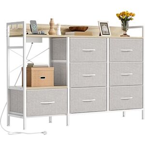 YITAHOME Commode pour Chambre à Coucher avec 7 tiroirs en Tissu, Commode avec 2 Prises, 2 Ports USB et Bande Lumineuse LED, Meuble TV avec Crochets latéraux, Gris Clair - Publicité YITAHOME Commode pour Chambre à Coucher avec 7 tiroirs en Tissu, Commode avec 2 Prises, 2 Ports USB et Bande Lumineuse LED, Meuble TV avec Crochets latéraux, Gris Clair - Publicité