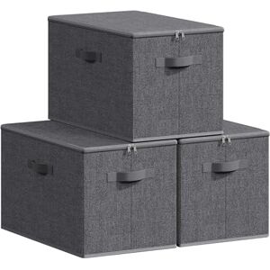 SONGMICS Boîte de Rangement, Pliable, avec Couvercle, Poignées, Coffre, Panier, pour Vêtements, Chaussres, en Tissu Non-tissé, Lot de 3, 50 x 30 x 30 cm, Gris Ardoise RZB050GN02 - Publicité SONGMICS Boîte de Rangement, Pliable, avec Couvercle, Poignées, Coffre, Panier, pour Vêtements, Chaussres, en Tissu Non-tissé, Lot de 3, 50 x 30 x 30 cm, Gris Ardoise RZB050GN02 - Publicité