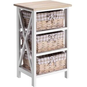 IDIMEX Table de Chevet Perugia Table de Nuit 3 paniers en Bois de Paulownia Style Shabby Chic Vintage Rustique campagnard Blanc et Brun - Publicité IDIMEX Table de Chevet Perugia Table de Nuit 3 paniers en Bois de Paulownia Style Shabby Chic Vintage Rustique campagnard Blanc et Brun - Publicité