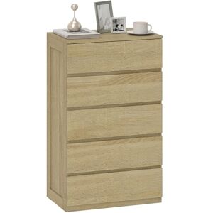 HOMCOM Commode de Chambre à Coucher 5 tiroirs, Commode de Chambre à Coucher avec poignées rainurées, tiroirs économisant l'espace pour Le Salon et Le Couloir, 60x39x100 cm, Couleur Bois - Publicité HOMCOM Commode de Chambre à Coucher 5 tiroirs, Commode de Chambre à Coucher avec poignées rainurées, tiroirs économisant l'espace pour Le Salon et Le Couloir, 60x39x100 cm, Couleur Bois - Publicité