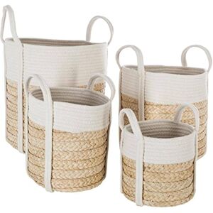 ATMOSPHERA CREATEUR D'INTERIEUR Atmosphera Set de 4 paniers à anses Fibres de maïs et Coton - Publicité ATMOSPHERA CREATEUR D'INTERIEUR Atmosphera Set de 4 paniers à anses Fibres de maïs et Coton - Publicité