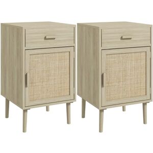 HOMCOM Lot de 2 Tables de Chevet, Tables de Nuit avec tiroir et Placard, étagère réglable, Style bohème, pour Chambre à Coucher, Salon, 40 x 40 x 68,5 cm, chêne - Publicité HOMCOM Lot de 2 Tables de Chevet, Tables de Nuit avec tiroir et Placard, étagère réglable, Style bohème, pour Chambre à Coucher, Salon, 40 x 40 x 68,5 cm, chêne - Publicité
