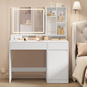 VASAGLE KAILYN Collection Coiffeuse avec Miroir LED, Éclairage 3 Couleurs Réglable, Table de Maquillage, Largeur 110 cm, Tiroir, Multiprise, Rangement, Chambre, Style Moderne, Blanc Nuage RDT634WB01 - Publicité VASAGLE KAILYN Collection Coiffeuse avec Miroir LED, Éclairage 3 Couleurs Réglable, Table de Maquillage, Largeur 110 cm, Tiroir, Multiprise, Rangement, Chambre, Style Moderne, Blanc Nuage RDT634WB01 - Publicité