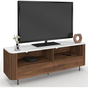 IDMarket Meuble TV 140 cm Marla Noyer Effet Lattes 2 tiroirs et Plateau marbre Blanc Alaska - Publicité IDMarket Meuble TV 140 cm Marla Noyer Effet Lattes 2 tiroirs et Plateau marbre Blanc Alaska - Publicité