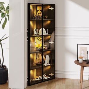 Merax Vitrine d'angle en verre trempé avec portes 62 x 35 x 160 cm Résistante à la poussière Avec éclairage LED Pour salon, bureau, collections Noir - Publicité Merax Vitrine d'angle en verre trempé avec portes 62 x 35 x 160 cm Résistante à la poussière Avec éclairage LED Pour salon, bureau, collections Noir - Publicité