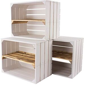 Truhenking Lot de 4 caisses en bois blanc avec planche centrale flammée Cagettes à fruits de style shabby chic avec étagère flammée Étagère à chaussures, livres, caisses à fruits 50 x 40 x 30 cm - Publicité Truhenking Lot de 4 caisses en bois blanc avec planche centrale flammée Cagettes à fruits de style shabby chic avec étagère flammée Étagère à chaussures, livres, caisses à fruits 50 x 40 x 30 cm - Publicité