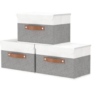 OUTBROS Boîte Range pour Vêtement, 38 x 25 x 25 cm Paniers de Rangement Pliables avec Couvercles et Poignées, Magazine pour, Chambre à Coucher (13 pièces, Gris/Blanche) - Publicité OUTBROS Boîte Range pour Vêtement, 38 x 25 x 25 cm Paniers de Rangement Pliables avec Couvercles et Poignées, Magazine pour, Chambre à Coucher (13 pièces, Gris/Blanche) - Publicité