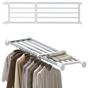 Hershii la Tension de l'Armoire étagère et Tige Extensible de Rangement en métal Rack réglable Organiseur DIY cloison de séparation, Ivoire, 84-117.5cm - Publicité Hershii la Tension de l'Armoire étagère et Tige Extensible de Rangement en métal Rack réglable Organiseur DIY cloison de séparation, Ivoire, 84-117.5cm - Publicité