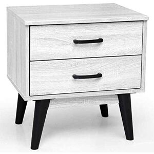 BAKAJI Chevet Commode 2 tiroirs Table Basse Design Moderne Bois Blanc, d'ingénierie, Medium - Publicité