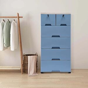 Shiyinge Commode de rangement sur pied, en plastique, table de chevet, étagère, tour de tiroir, armoire de salle de bain, armoire de rangement, commode de chevet, 6 tiroirs, avec 4 roues, bleue - Publicité Shiyinge Commode de rangement sur pied, en plastique, table de chevet, étagère, tour de tiroir, armoire de salle de bain, armoire de rangement, commode de chevet, 6 tiroirs, avec 4 roues, bleue - Publicité