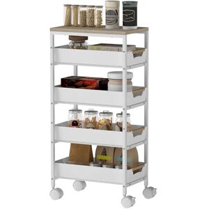HOMCOM Desserte Cuisine - 5 Niveaux, Chariot de Service, Blanc - Publicité HOMCOM Desserte Cuisine - 5 Niveaux, Chariot de Service, Blanc - Publicité