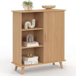 IDMarket Buffet d'appoint 3 étagères et Placard 70 cm Juliette Effet Lattes tasseau Bois - Publicité IDMarket Buffet d'appoint 3 étagères et Placard 70 cm Juliette Effet Lattes tasseau Bois - Publicité
