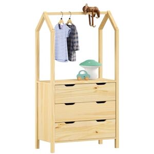 IDIMEX Commode Amira Meuble de rangment pour Enfant en Forme de Maison, avec 3 tiroirs et 1 Tringle, en pin Massif Naturel - Publicité IDIMEX Commode Amira Meuble de rangment pour Enfant en Forme de Maison, avec 3 tiroirs et 1 Tringle, en pin Massif Naturel - Publicité