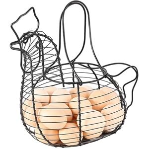 Flexzion Support pour œufs de poule, petit panier de collecte d'œufs en fil métallique avec poignée pour œufs de ferme, fruits, légumes, style rustique de ferme, noir - Publicité Flexzion Support pour œufs de poule, petit panier de collecte d'œufs en fil métallique avec poignée pour œufs de ferme, fruits, légumes, style rustique de ferme, noir - Publicité