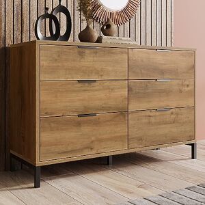 BTM Commode, Sideboard avec 6 Tiroirs, 120 x 40 x 76 Cm en Chêne Foncé, Highboard pour Chambre À Coucher & Tous Espaces Habitables - Publicité BTM Commode, Sideboard avec 6 Tiroirs, 120 x 40 x 76 Cm en Chêne Foncé, Highboard pour Chambre À Coucher & Tous Espaces Habitables - Publicité