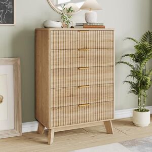 QMTXBYJ Commode 5 Tiroirs, Commode Chambre, Meuble de Rangement en Rotin-Bois, Armoire à tiroirs avec Manche et Pieds, Armoire de Rangement pour Chambre, Salon et Entrée, 73x40x108cm - Publicité QMTXBYJ Commode 5 Tiroirs, Commode Chambre, Meuble de Rangement en Rotin-Bois, Armoire à tiroirs avec Manche et Pieds, Armoire de Rangement pour Chambre, Salon et Entrée, 73x40x108cm - Publicité