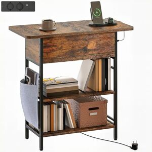 HOMCOM Table d'appoint avec station de charge, bout de canapé étroit avec prises et ports USB et sac de rangement, style industriel, table basse pour salon, chambre, 60 x 29,8 x 58,5 cm, brun rustique - Publicité HOMCOM Table d'appoint avec station de charge, bout de canapé étroit avec prises et ports USB et sac de rangement, style industriel, table basse pour salon, chambre, 60 x 29,8 x 58,5 cm, brun rustique - Publicité