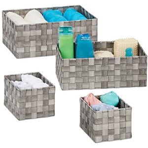 Relaxdays Panier tressé Rangement, Lot de 4, Salle de Bain, rectangulaires, 3 Tailles, Plastique, Gris - Publicité Relaxdays Panier tressé Rangement, Lot de 4, Salle de Bain, rectangulaires, 3 Tailles, Plastique, Gris - Publicité