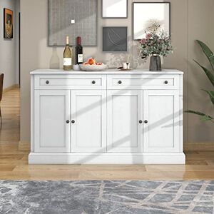 BTM Buffet de Salon, Armoire de Rangement avec 4 Portes et 2 Tiroirs, Buffet Moderne de Cusine pour Salon et Chambre, 150 X 86 x 40 cm, Blanc - Publicité BTM Buffet de Salon, Armoire de Rangement avec 4 Portes et 2 Tiroirs, Buffet Moderne de Cusine pour Salon et Chambre, 150 X 86 x 40 cm, Blanc - Publicité