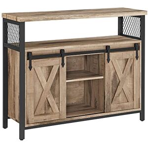 VASAGLE Meuble de Rangement, Buffet Cuisine, Commode, avec 2 Portes Coulissantes, 33 x 100 x 80 cm, Étagères Réglables, pour Salon, Marron Camel et Noir d'encre LSC092B50 - Publicité