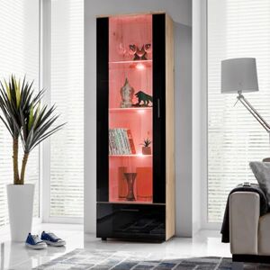 Komodee , Vitrine Armoire Alessandria, Wotan Noir, Largeur 60 cm x Hauteur :192 cm x Profondeur 42 cm, LED RGB, 3 étagères, pour Salon, Chambre, Entrée - Publicité Komodee , Vitrine Armoire Alessandria, Wotan Noir, Largeur 60 cm x Hauteur :192 cm x Profondeur 42 cm, LED RGB, 3 étagères, pour Salon, Chambre, Entrée - Publicité