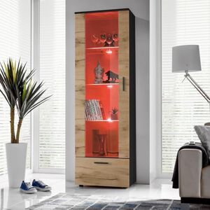 Komodee , Vitrine Armoire Alessandria, Noir Wotan, Largeur 60 cm x Hauteur :192 cm x Profondeur 42 cm, LED RGB, 3 étagères, pour Salon, Chambre, Entrée - Publicité Komodee , Vitrine Armoire Alessandria, Noir Wotan, Largeur 60 cm x Hauteur :192 cm x Profondeur 42 cm, LED RGB, 3 étagères, pour Salon, Chambre, Entrée - Publicité