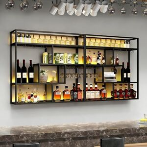 RAJYQODIS Casier à vin Mural Industriel avec Porte-Verres, 4 Niveaux, présentoir à Bouteilles en Fer pour Bar, Cuisine et Rangement (Noir, 240cm) - Publicité RAJYQODIS Casier à vin Mural Industriel avec Porte-Verres, 4 Niveaux, présentoir à Bouteilles en Fer pour Bar, Cuisine et Rangement (Noir, 240cm) - Publicité