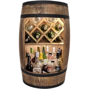 weeco Tonneau Bar en Bois avec Éclairage LED – Casier à Vin avec 2 Étagères et Porte-Bouteilles – Bar Rustique pour Salon ou Cave à Vin – Décoration Vintage – 80x50cm Marron - Publicité weeco Tonneau Bar en Bois avec Éclairage LED – Casier à Vin avec 2 Étagères et Porte-Bouteilles – Bar Rustique pour Salon ou Cave à Vin – Décoration Vintage – 80x50cm Marron - Publicité