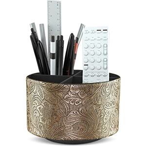 Czzmy Porte-stylo rond en cuir, rotatif à 360°, support de télécommande, table de chevet, télécommande TV, organisateur de bureau pour stylos, fournitures de bureau, boîte de rangement (sculpture - Publicité Czzmy Porte-stylo rond en cuir, rotatif à 360°, support de télécommande, table de chevet, télécommande TV, organisateur de bureau pour stylos, fournitures de bureau, boîte de rangement (sculpture - Publicité