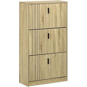 HOMCOM Meuble à Chaussures à 3 abattants, 18 Paires, Armoire à Chaussures 3 Compartiments, Grande capacité pour entrée, Couloir, Salon, 63 x 24 x 117 cm, chêne - Publicité HOMCOM Meuble à Chaussures à 3 abattants, 18 Paires, Armoire à Chaussures 3 Compartiments, Grande capacité pour entrée, Couloir, Salon, 63 x 24 x 117 cm, chêne - Publicité