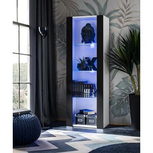 Komodee Vitrine Armoire Tivoli, Blanc/Noir, Largeur 55cm x Hauteur 159cm x Profondeur 35cm,LED Bleu, 3 étagères en Verre, pour Salon, Chambre, Entrée - Publicité Komodee Vitrine Armoire Tivoli, Blanc/Noir, Largeur 55cm x Hauteur 159cm x Profondeur 35cm,LED Bleu, 3 étagères en Verre, pour Salon, Chambre, Entrée - Publicité