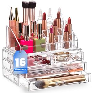 Masirs Organisateur transparent organisez facilement vos cosmétiques, bijoux et accessoires pour cheveux élégant sur votre coiffeuse, comptoir de salle bain ou commode. Design une visibilité facile - Publicité Masirs Organisateur transparent organisez facilement vos cosmétiques, bijoux et accessoires pour cheveux élégant sur votre coiffeuse, comptoir de salle bain ou commode. Design une visibilité facile - Publicité