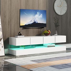 BTM LED TV Lowboard, Meuble TV Wandmonté, Support TV 2 Placards, 4 Grands Tiroirs, Éclairage LED 16 Couleurs, Meuble Wand Téléviseur 55 Pouces, Blanc, 130 x 33 x 15 cm - Publicité BTM LED TV Lowboard, Meuble TV Wandmonté, Support TV 2 Placards, 4 Grands Tiroirs, Éclairage LED 16 Couleurs, Meuble Wand Téléviseur 55 Pouces, Blanc, 130 x 33 x 15 cm - Publicité