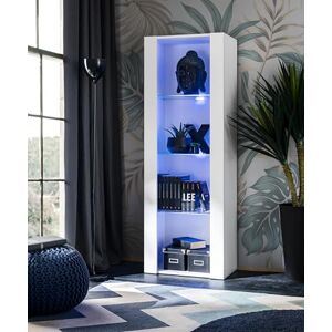 Komodee Vitrine Armoire Tivoli, Blanc/Blanc, Largeur 55cm x Hauteur 159cm x Profondeur 35cm,LED Bleu, 3 étagères en Verre, pour Salon, Chambre, Entrée - Publicité Komodee Vitrine Armoire Tivoli, Blanc/Blanc, Largeur 55cm x Hauteur 159cm x Profondeur 35cm,LED Bleu, 3 étagères en Verre, pour Salon, Chambre, Entrée - Publicité