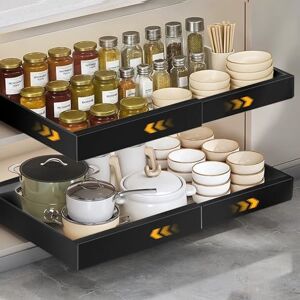 VINATO Tiroir Coulissant Cuisine, Tiroir Telescopique, Largeur Ajustable Placard (32-52cm L X 42 Cm P X 7.5 Cm H), Rangement Cuisine Adhesif, Plateau Coulissant Cuisine, Noir - Publicité VINATO Tiroir Coulissant Cuisine, Tiroir Telescopique, Largeur Ajustable Placard (32-52cm L X 42 Cm P X 7.5 Cm H), Rangement Cuisine Adhesif, Plateau Coulissant Cuisine, Noir - Publicité