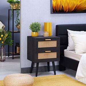 IDIMEX Table de Chevet WAMAN Petite Commode de Nuit avec 2 tiroirs, en Bois de Paulownia lasuré Noir et Lin Naturel, Style Vintage - Publicité IDIMEX Table de Chevet WAMAN Petite Commode de Nuit avec 2 tiroirs, en Bois de Paulownia lasuré Noir et Lin Naturel, Style Vintage - Publicité