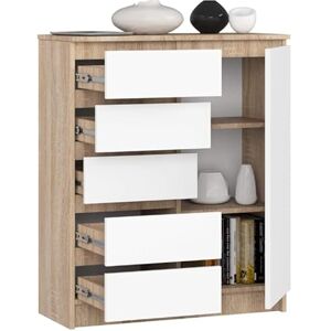 BDW Commode avec 5 tiroirs et 1 Porte – 80 cm de Large, 97 cm de Haut – Armoire, Buffet, Multi-Usage, Armoire à Chaussures, Commode, Armoire de classement – Chambre à Coucher (Chêne Sonoma/Blanc) - Publicité BDW Commode avec 5 tiroirs et 1 Porte – 80 cm de Large, 97 cm de Haut – Armoire, Buffet, Multi-Usage, Armoire à Chaussures, Commode, Armoire de classement – Chambre à Coucher (Chêne Sonoma/Blanc) - Publicité