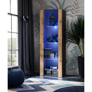 Komodee Vitrine Armoire Tivoli, Noir/Wotan, Largeur 55cm x Hauteur 159cm x Profondeur 35cm,LED Bleu, 3 étagères en Verre, pour Salon, Chambre, Entrée - Publicité Komodee Vitrine Armoire Tivoli, Noir/Wotan, Largeur 55cm x Hauteur 159cm x Profondeur 35cm,LED Bleu, 3 étagères en Verre, pour Salon, Chambre, Entrée - Publicité