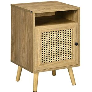 Nuit HOMCOM Naturel avec porte en cannage - Table de chevet - Publicité Nuit HOMCOM Naturel avec porte en cannage - Table de chevet - Publicité