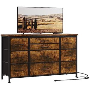 Garvee Commode à 10 Tiroir en Tissu, Meuble de Rangement avec Station de Charge, Armoire, Style Industrielle, Commode Chambre Enfant Adulte 121x39x70 cm - Publicité Garvee Commode à 10 Tiroir en Tissu, Meuble de Rangement avec Station de Charge, Armoire, Style Industrielle, Commode Chambre Enfant Adulte 121x39x70 cm - Publicité