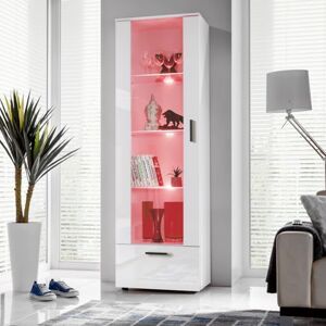 Komodee , Vitrine Armoire Alessandria, Blanc Blanc, Largeur 60 cm x Hauteur :192 cm x Profondeur 42 cm, LED RGB, 3 étagères, pour Salon, Chambre, Entrée - Publicité Komodee , Vitrine Armoire Alessandria, Blanc Blanc, Largeur 60 cm x Hauteur :192 cm x Profondeur 42 cm, LED RGB, 3 étagères, pour Salon, Chambre, Entrée - Publicité