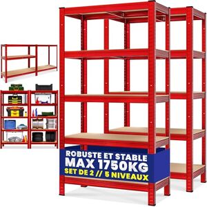Deuba Monzana® 2X Étagères Charge Lourde Rouge 5 Niveaux 180x90x40cm Étagère métallique Max 875kg Rangement Garage Atelier - Publicité Deuba Monzana® 2X Étagères Charge Lourde Rouge 5 Niveaux 180x90x40cm Étagère métallique Max 875kg Rangement Garage Atelier - Publicité
