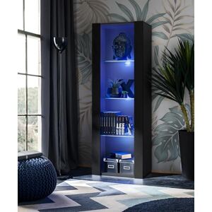 Komodee Vitrine Armoire Tivoli, Noir/Noir, Largeur 55cm x Hauteur 159cm x Profondeur 35cm,LED Bleu, 3 étagères en Verre, pour Salon, Chambre, Entrée - Publicité Komodee Vitrine Armoire Tivoli, Noir/Noir, Largeur 55cm x Hauteur 159cm x Profondeur 35cm,LED Bleu, 3 étagères en Verre, pour Salon, Chambre, Entrée - Publicité