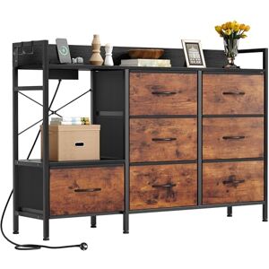 YITAHOME Commode pour Chambre à Coucher avec 7 tiroirs en Tissu, Commode avec 2 Prises, 2 Ports USB et Bande Lumineuse LED, Meuble TV avec Crochets latéraux, Marron Rustique - Publicité YITAHOME Commode pour Chambre à Coucher avec 7 tiroirs en Tissu, Commode avec 2 Prises, 2 Ports USB et Bande Lumineuse LED, Meuble TV avec Crochets latéraux, Marron Rustique - Publicité