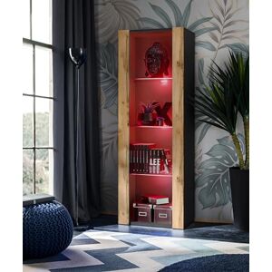 Komodee Vitrine Armoire Tivoli, Noir/Wotan, Largeur 55cm x Hauteur 159cm x Profondeur 35cm,LED RGB, 3 étagères en Verre, pour Salon, Chambre, Entrée - Publicité Komodee Vitrine Armoire Tivoli, Noir/Wotan, Largeur 55cm x Hauteur 159cm x Profondeur 35cm,LED RGB, 3 étagères en Verre, pour Salon, Chambre, Entrée - Publicité