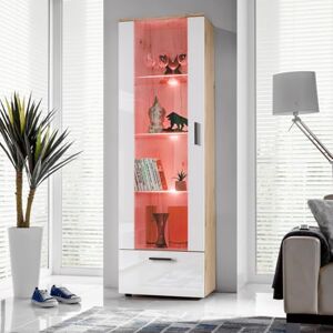 Komodee , Vitrine Armoire Alessandria, Wotan Blanc, Largeur 60 cm x Hauteur :192 cm x Profondeur 42 cm, LED RGB, 3 étagères, pour Salon, Chambre, Entrée - Publicité Komodee , Vitrine Armoire Alessandria, Wotan Blanc, Largeur 60 cm x Hauteur :192 cm x Profondeur 42 cm, LED RGB, 3 étagères, pour Salon, Chambre, Entrée - Publicité